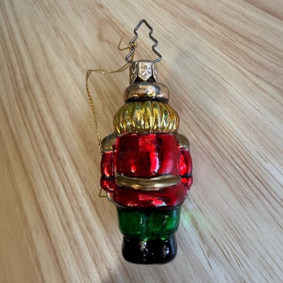 Vintage Handblown Glass Nutcracker Miniature Christmas Ornament With Gold String - Picture 4 of 7